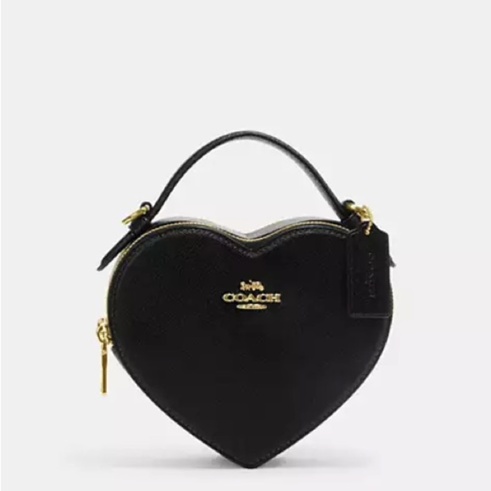 Coach Black Leather Heart Crossbody